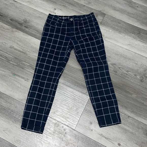 Loft‎ Modern skinny ankle 26/2 windowpane plaid navy white - Picture 1 of 4